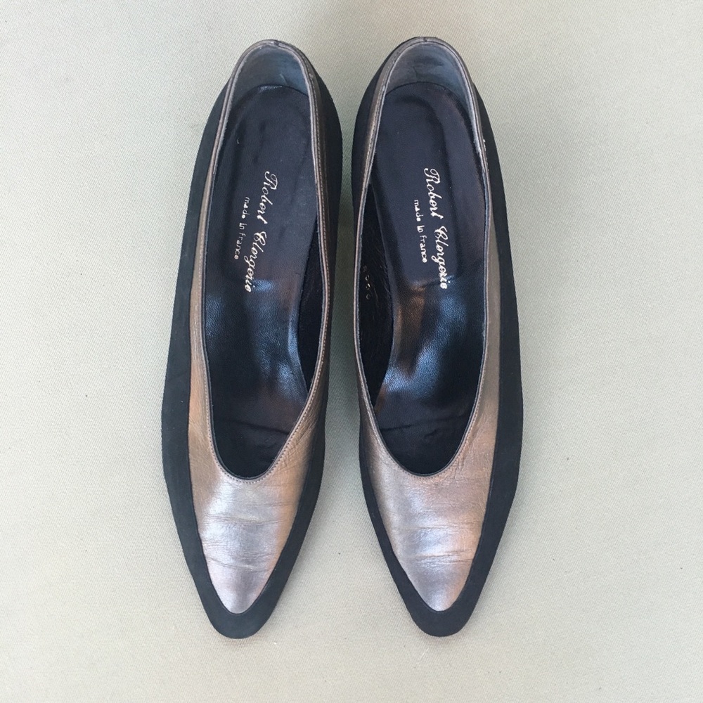 Robert Clergerie Suede/Leather Low Block Heels